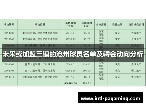 未来或加盟三镇的沧州球员名单及转会动向分析